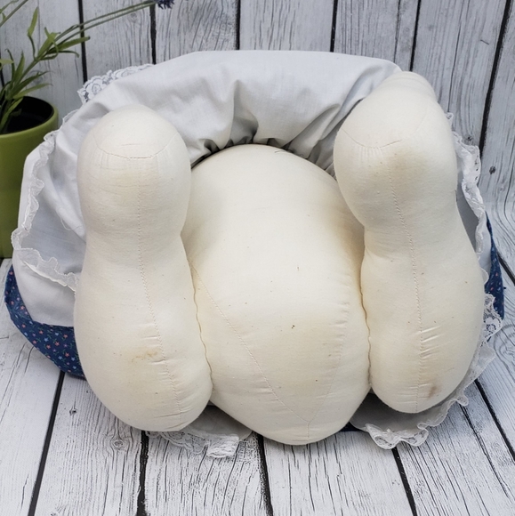 Large Sitting Vintage Handmade Plush Cloth Floppy Ears Bunny Girl Doll - Picture 8 of 14